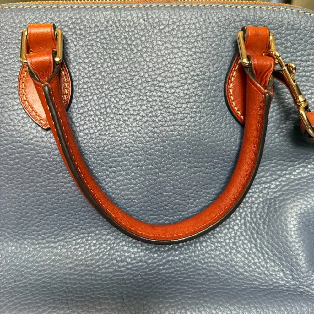 Dooney & Bourke pebble grain zip zip leather satchel crossbody blue